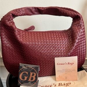 Grace’s Bags Woven Burgundy Shoulder Bag NWT